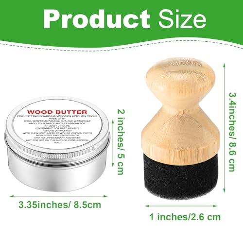 3 Pcs Cutting Board Oil 4 oz Applicator Wood Cutting Board Oil Wax with Brush for Butcher Block and Wooden Kitchen Tools