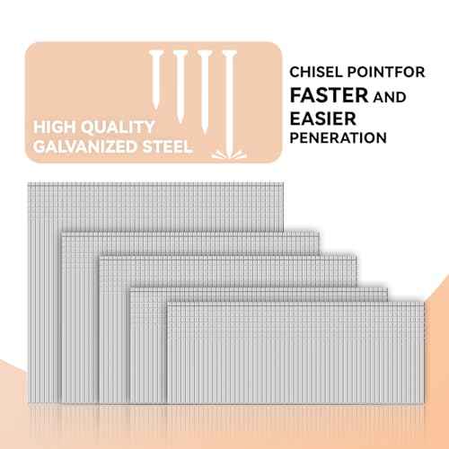 16 Gauge Finish Nails 5000 Count Total (1-1/4, 1-1/2, 1-3/4, 2, 2-1/2" 1000 Per Size) Galvanized Finish Processing Nails Suitable for Most Brand of 16 Gauge Pneumatic and Electric Brad Nailer