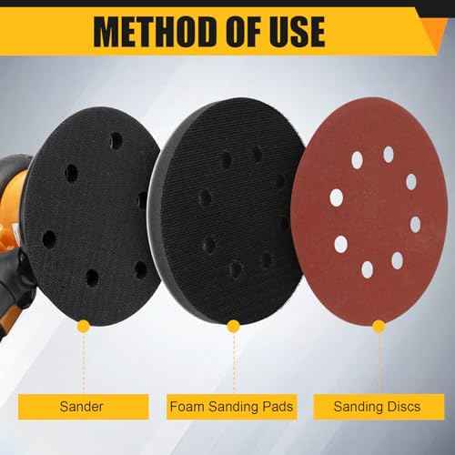 4 Pack Orbital Sander Foam Pad, Professional Foam Sanding Pads for Orbital Sander, 5 Inch 8 Holes Hook and Loop Sponge Sanding Interface pad