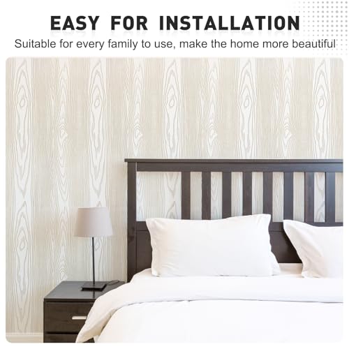 Thick Gold and White Wood Contact Paper Peel and Stick Wallpaper, Wood Grain Wallpaper for Countertops Cabinets, Waterproof Self Adhesive Removable Textured Vinyl Roll 15.7"x78"