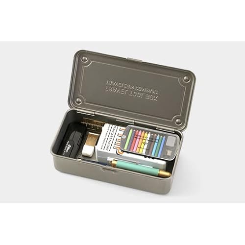 T-190 MG (MILITARY GREEN) H7.99¡¿W4.29¡¿D2.20inch Steel Trunk For Pegs, Metal fittings, Pen, Accessory, And Utility Knife Made In Japan