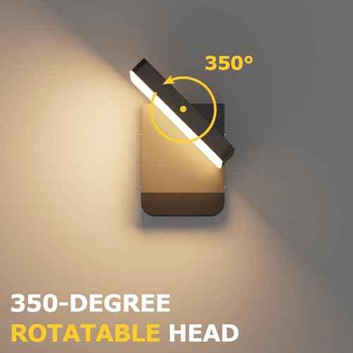 Modern Outdoor Rotatable Wall Light 350¡Æ Adjustable Head Wall Lighting Black LED Wall Sconce Exterior Light for House Porch Garage IP65 Waterproof, 3000K