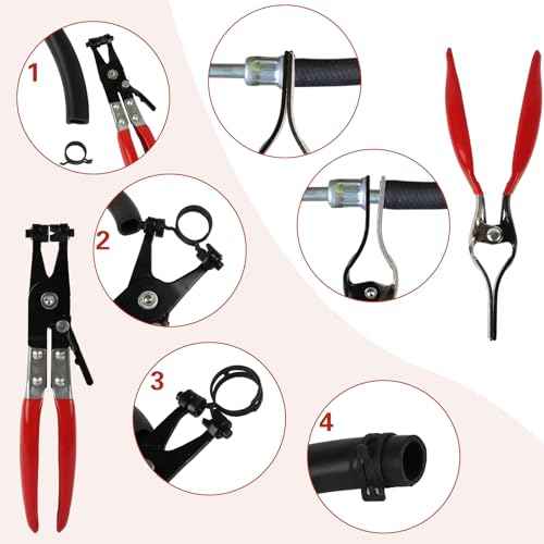 42Pcs 24-46mm Spring Hose Clamps With Swivel Flat Hose Clamp Plier Hose Removal Pliers Assortment kits -10 Large Sizes Fuel Line Clamps Made of Chrome Vanadium Steel