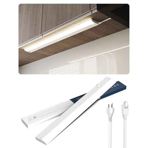 30 Inch LED Under Cabinet Light, Plug in Kitchen Lighting, 3CCT Selectable (3000K/4000K/5000K), CRI94 High Color Accuracy, Linkable, Slim Design, Matte White