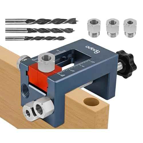 Self-Centering Doweling Jig Kit for Woodworking ? Adjustable Width Dowel Jig for Straight Holes with 3 Drill Guide Bushings & 3 Drill Bits (1/4'',3/8'',5/16'')£¬Woodworking Joints Tools