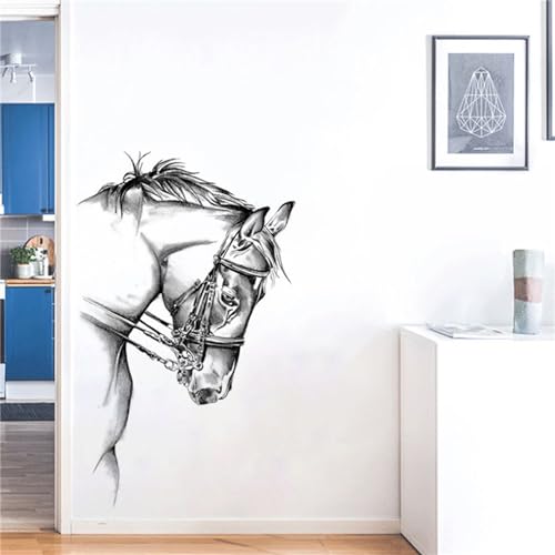 Black and White Stallion Wall Stickers Safari Animals Wall Decals Living Room Wall Decor Peel and Stick Removable Wall Murals Wild Jungle Animals Wall Art Decor