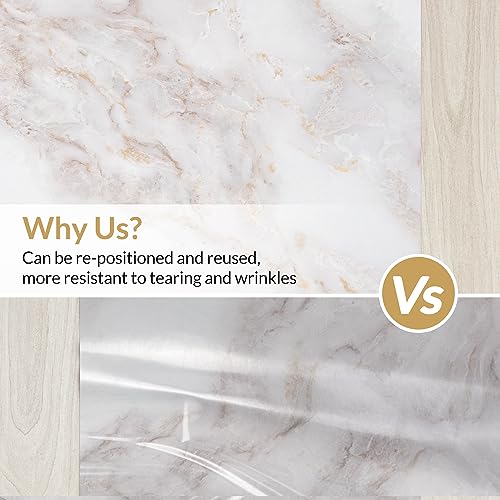 Homein Marble Contact Paper 17.5"¡¿78.7", Peel and Stick Countertops Wallpaper Waterproof Self Adhesive Wall Paper Roll for Cabinets Drawers Kitchen Old Furniture, Modern Matte White/Gold