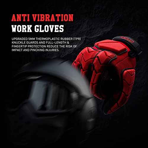 Anti Vibration Work Gloves Men TPR Impact Reducing Mechanic Gloves SBR Fingers & Palm Padded Safety Work Gloves