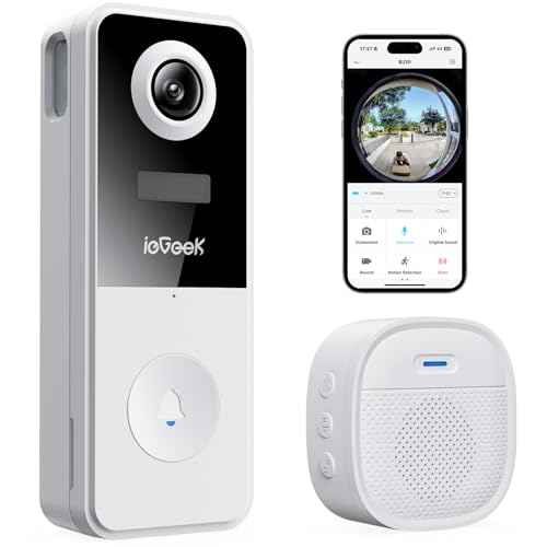 ieGeek Doorbell Camera Wireless No Subscription, 3MP Video Doorbell with Chime, 180¡Æ Head to Toe View, 2-Way Talk Voice Changer, AI Motion Detection Night Vision, Only 2.4GHz WiFi, Works with Alexa
