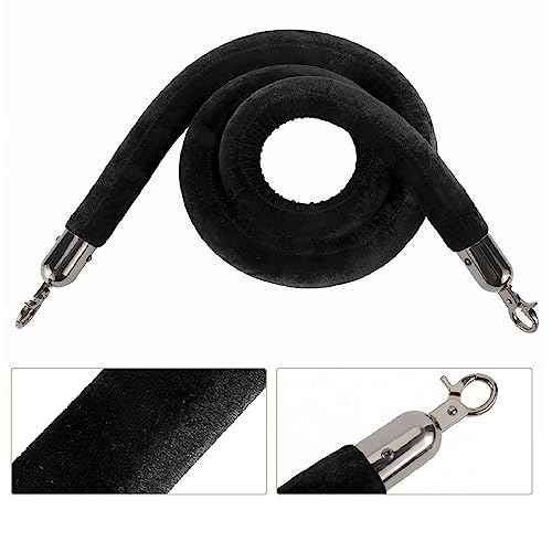 NovelBee 4pcs Black Velvet Stanchion Ropes with Black Hooks,6.6 Feet Stanchion Queue Barrier Ropes,Crowd Control Velvet Rope Safety Barriers for Party Decorations