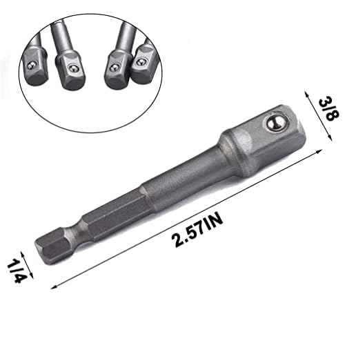 5 Pieces Impact Adapter Square Socket Adapter, 1/4" Hex Shank to 3/8" Square Socket Bit, Extension Socket Driver Bits Impact Socket Adapter for Automotive DIY