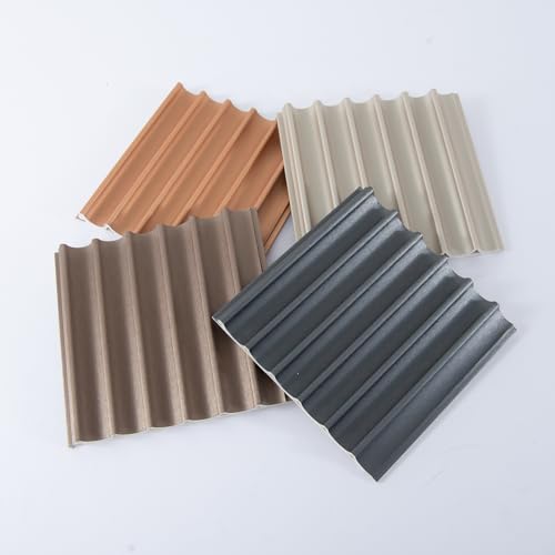 Art3dwallpanels 4 Pack Glossy Metal Finish WPC Soundproof 3D Wall Panels for Interior Wall Decor, Wavy Grain Panel Wall Slats, Sample