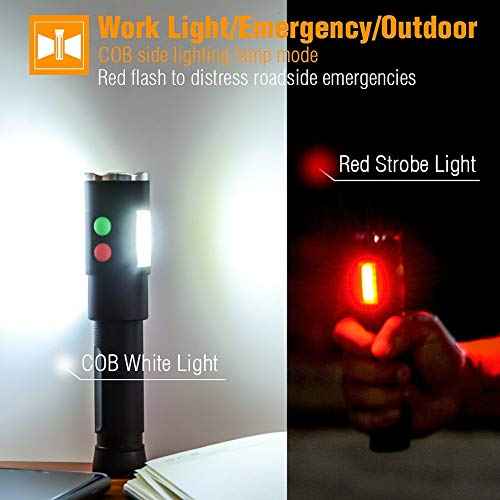 Self Defense Rechargeable Flashlight with 128dB Personal Alarms for Emergency or Safety,800 High Lumens,COB Work Light,Magnetic for Outdoors,Camping...