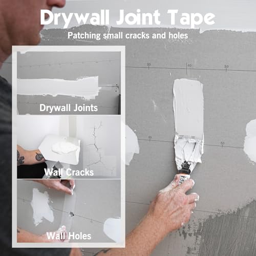 ROLLINGDOG Drywall Joint Tape, 2'' x147 ft Fiberglass Mesh Tape, Self-Adhesive Drywall Repair Tape for Wall Crack Repair, 1 Roll
