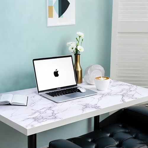 White Marble Contact Paper Peel and Stick Vinyl Wallpaper Self Adhesive Removable Waterproof for Countertop Cabinet Table Desk Drawer Furniture (15.7x118 Inch)