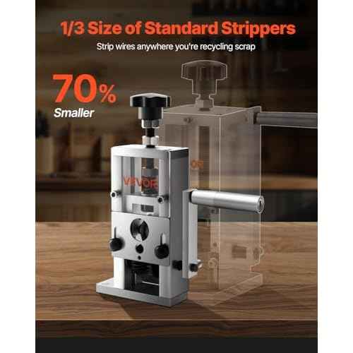 VEVOR Manual Wire Stripping Machine, 0.06-1 in, Copper Stripper with Hand Crank or Drill Powered, 64Mn Quenched Blades, 45# Steel Rollers, Aluminum Alloy Frame Wire Peeler, for Scrap Copper Recycling