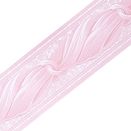 Self Adhesive Pink Bowknot PVC Border Peel and Stick Wall Borders for Kitchen Bedroom Living Room Home Decor Sticker 3.94 inch X 32.8 ft