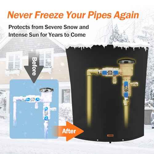 Backflow Preventer Pipe Insulation Cover (5¡ÆF) - Irrigation Sprinkler Valve Insulated Pouch - Water Well Pump Cover - Sturdy 5 Layers for Winter Freeze Protection, 24" W x 36" H, Black