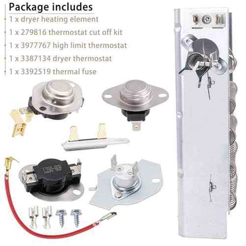 Dryer Heating Element Kit Replace for Estate EED4400WQ0 EED4400WQ1 EED4100WQ0 TEDX640PQ0 EED4300TQ0 EED4300SQ0 TEDS840PQ0 TEDS840JQ2 TEDX640JQ1 EED4300VQ0 EED4300VQ1 EED4400SQ0