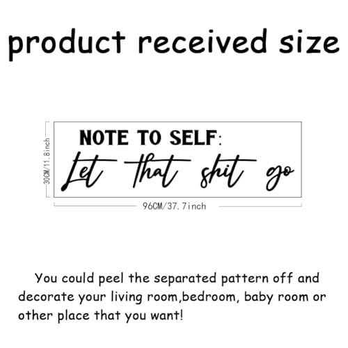 SUPERDANT Funny Bathroom Wall Stickers Toilet Tip Wall Decals Note to Self Let That Shit Go Vinyl Art Decals Funny Toilet Decor DIY Wallpaper Decal for Bathroom Decoration Black 37.7x11.8in