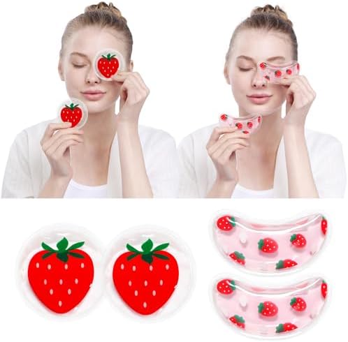 4PCS Gel Eye Ice Pack Set Reusable, Cold and Hot Compress for Eyes, Ice Pack for Eyes, Cooling Eye Pads for Eye Strain, Swelling, Redness, Dark Circles, Puffy Eyes, and Eye Recovery Surgery.