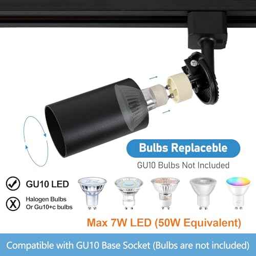 Plug in Track Lighting with Power Cord, 4-Light GU10 Track Lighting Kit with Track Rail, Modern Kitchen LED Track Lighting Fixtures Ceiling Wall Spot Light, 13FT Plug Cord, Black (No Bulbs)