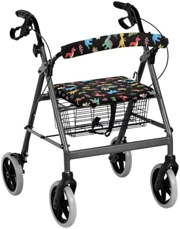 Dinosaur Walker Seat Cover for Seniors - Cute Pattern Rollator Accessories With Backrest Cover - Decorative Gifts for Men
