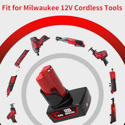 6.5Ah 12V Battery Replacement for Milwaukee M 12 Battery 48-11-2411 48-11-2412 48-11-2440 48-11-2420 48-11-2450 Compatible with Milwaukee 12V Power Tools with Light Indicator (2 Pack)