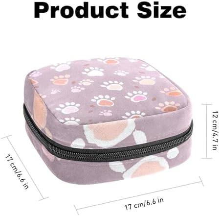 Cute Cat Dog Paw Sanitary Napkin Storage Bag, Tampons Collect Holder Purse, First Period Kit for Girls Women, Pad Bag for Period for School