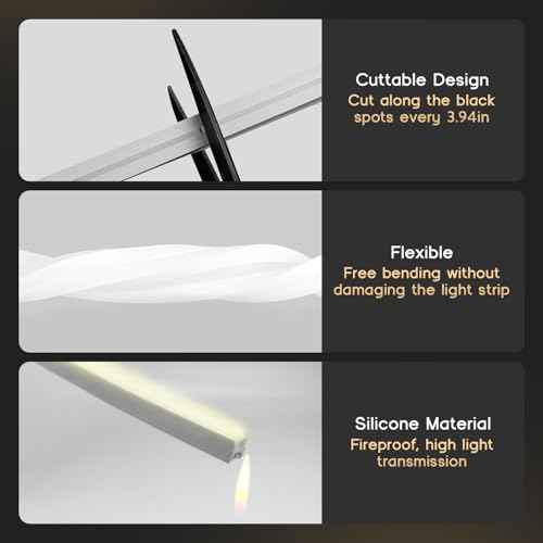 LED Strip Lights Warm White 3000K,32.8ft 110-120V Neon Rope Lights,Flexible Silicone Outdoor Waterproof Neon Strip Lights for Bedroom,Mirror,Kitchen Cabinet, Living Room,Halloween Decor