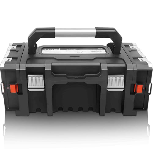 Anyyion Tool Box Organizer,Two detachable Parts Boxes, Removable Tray with Stainless Steel Dual Lock Secured,Metal Handle is Truly Rugged,(Internal Size:14.9x7.8x5.7 inch£© (Orange)