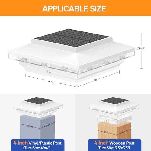 4x4 Solar Post Cap Lights Upgraded, Brighter and Extended Beam to Light Post Fence Deck with Warm/White Lights, Waterproof Outdoor Posts Solar Lights for Patio Porch Vinyl/Wooden Posts 8 Pack