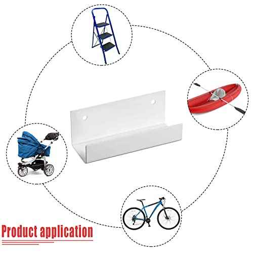 Blulu 4 Pieces Wall Mount Ladder Wall Wheelbarrow Hanger Steel Garage Storage Hook Wheelbarrow Hanger Heavy Duty Garage Storage Organizer for Hang Ladders Carts Chair Bicycle(White)