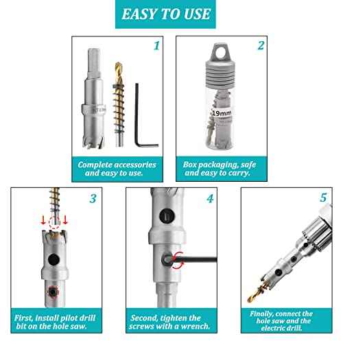 Metal Hole Saw 2-1/8 Inch / 53mm Hole Saw Drill Bit, Tungsten Carbide Tipped Hole Cutter with Titanium Plated Pilot Drill Bit, TCT Hole Saw for Stainless Steel Sheet Metal Brass Aluminum