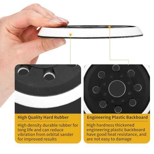 5" Hook & Loop Replacement Sander Pad RS034 & RS035 Compatible with Bosch Random Orbital Sander ROS20 ROS20VS ROS20VSC ROS20VSK GEX12V GEX18V ROS10, 5 Inch 8 Holes Hard Sand Backing Pad