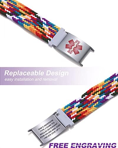 Personalized Sport Medical Alert Bracelets for Women Men - Custom Medical ID Bracelets with Free Engraving - Hook and Loop/Elastic/Stainless Steel/Silicone Watch Wristband Emergency Bracelet