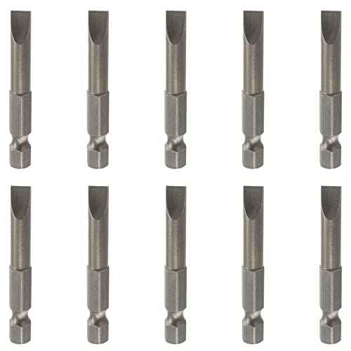 10 Pcs SL6 Magnetic Slotted Screwdriver Bits S2 Steel Flat Head Screwdriver Bits with 1/4 Inch Hex Shank, 2 Inch Length