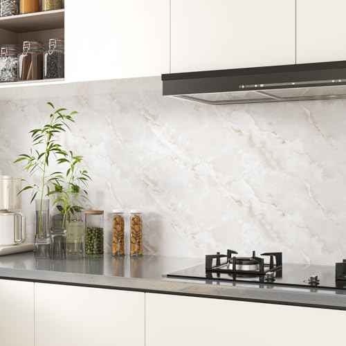 CHIHUT Cream Marble Contact Paper for Countertops Waterproof Self Adhesive Matte Marble Peel and Stick Wallpaper 12''x100'' Kitchen Counter Top Contact Paper for Backsplash Countertop Vinyl Wrap