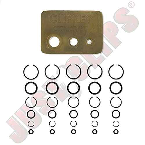 Just Clips - 5 Sets Each, 1/4", 3/8" & 1/2" Retainer Clips and O-Rings with one Patented ClipKey, The only Installation Tool That Works with 1/4", 3/8" & 1/2" Snap Rings.