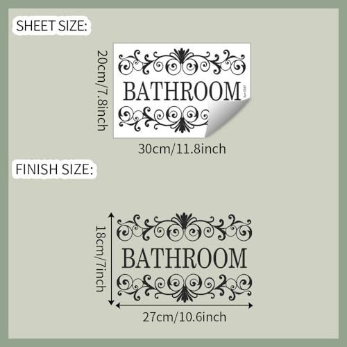 2 Packs Black Vine Bathroom Wall Decals Sticker Bathroom Wall Stickers for Bathrooms Decor Vinyl Wall Decor 10.6x7 Inch