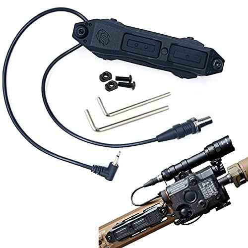 Remote Dual Pressure Switch Augmented Pressure Double Switch Assembly for M300/M600 M951 M952 Series Scoutlight + PEQ 15 Laser Dual Tape Switches, for Mlok/Keymod/20mm Rail Mount (Black)