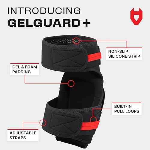 NoCry Professional Gel Knee Pads for Work ? Heavy Duty Anti-Slip Cap, Extra Dual-Layer Foam and Cushion, Reinforced Adjustable Non-Slip Straps, Built-in Hangand Pull Loops, Fits Men Women, Black