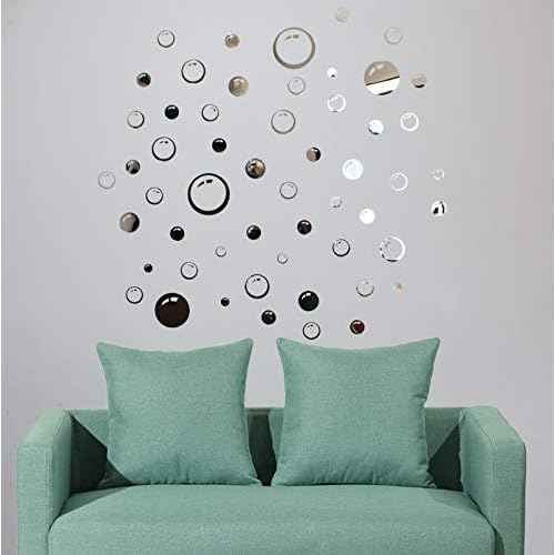 Acrylic Mirror Bubble Circle Wall Sticker Decals DIY Modern Art Mural for Living Room Bedroom Home Decor Wall Decoration Silver
