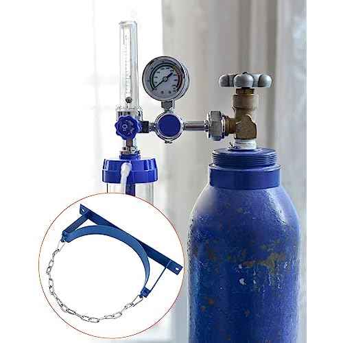 QWORK Steel Wall-Mounted Bracket for Cylinder, 4 Pack Gas Cylinder Bracket with Screws and Safety Chain Supported
