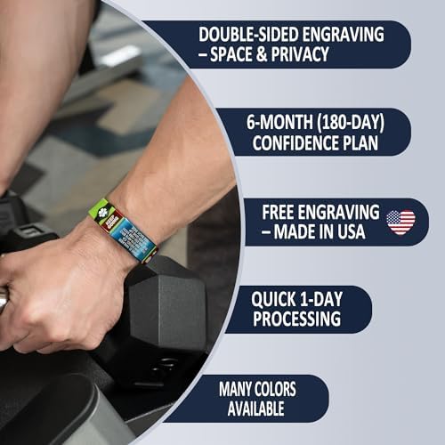 Divoti Custom Engraved Medical Alert ID Bracelet – Dual-Sided Laser Etching, Silicone Wristband, Stainless Steel Security Clasp – Adjustable & Trim-to-Fit – Emergency Medical Info Band for Men & Women