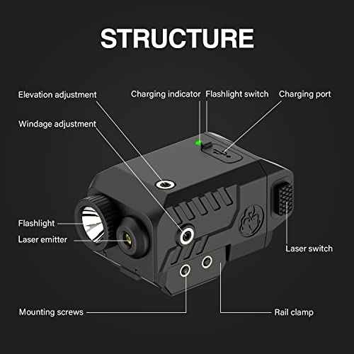 Solofish 500lm Tactical Flashlight Compatible for Compact with Rail, Green/Red/Blue Beam and White LED Combo with Strobe