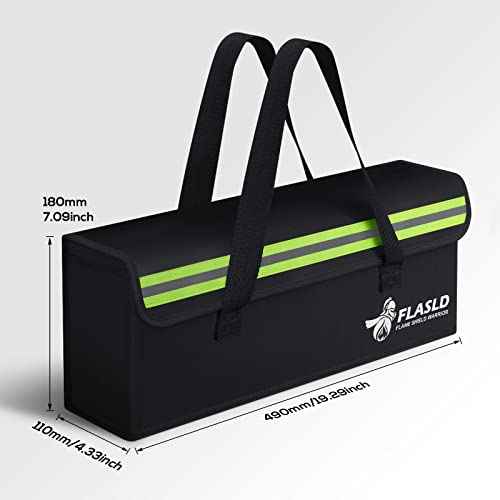 FLASLD 2-Pack Lipo Fireproof Bag Ebike Accessories Battery Charging Case Charge Explosionproof Bag Large Capacity Lipo Battery Storage Guard Safe Box (19.3 x 4.3 x 7in), Black