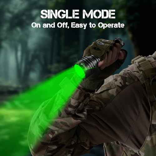ULTRAFIRE 10W Green Hunting Flashlight, 273-Yard Super Bright LED Tactical Light for Night Hunting Essentials, Hogs, Coyotes, and Varmints - Single Mode Green Light Flashlight WF-509G