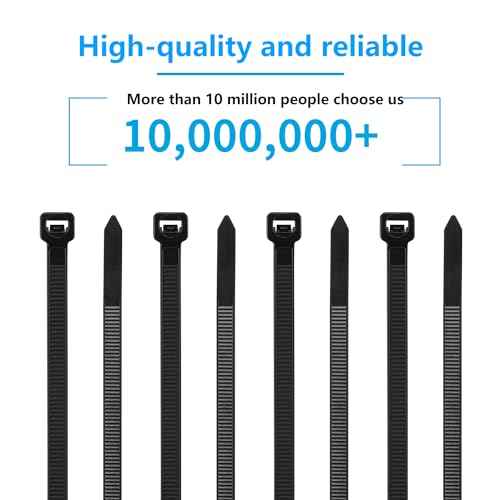Eletoo18 Inch Black Zip Ties Heavy Duty 1000 Pack, 75LBS Tensile Strength, Self-Locking Heavy Duty UV Resistant Cable Ties for Indoor and Outdoor Use