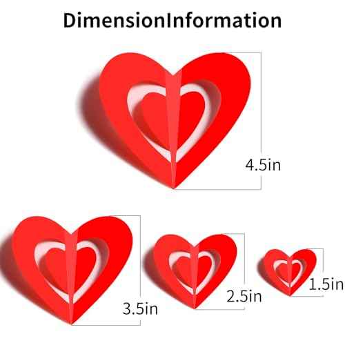 60 Pcs Valentines Day Wall Decorations - 3D Heart Stickers, Waterproof Wall Decals for Home, Bedroom, Wedding, Anniversary, Party, Office, and School Decor